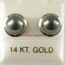 Load image into Gallery viewer, AAA 7 mm High Luster Black-Peacock Cultured Pearl Encircle Stud Earrings
