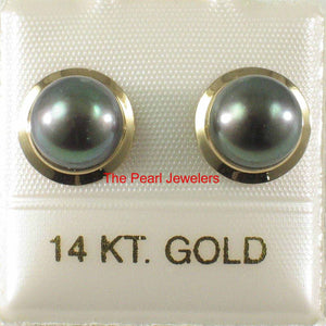 AAA 7 mm High Luster Black-Peacock Cultured Pearl Encircle Stud Earrings