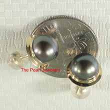 Load image into Gallery viewer, AAA 7 mm High Luster Black-Peacock Cultured Pearl Encircle Stud Earrings