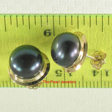 Load image into Gallery viewer, AAA 9–9.5 mm High Luster Black Cultured Pearl Encircle Stud Earrings – 14k