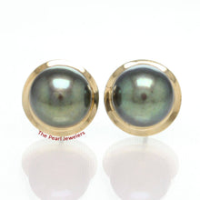 Load image into Gallery viewer, AAA 9–9.5 mm High Luster Black Cultured Pearl Encircle Stud Earrings – 14k