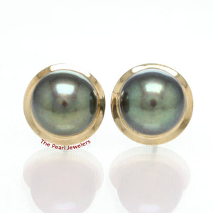 AAA 9–9.5 mm High Luster Black Cultured Pearl Encircle Stud Earrings – 14k