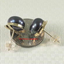 Load image into Gallery viewer, AAA 9–9.5 mm High Luster Black Cultured Pearl Encircle Stud Earrings – 14k