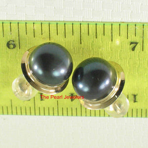 AAA 9–9.5 mm High Luster Black Cultured Pearl Encircle Stud Earrings – 14k