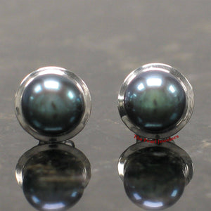 AAA 7 mm High Luster Black Cultured Pearl Encircle Stud Earrings – White Gold