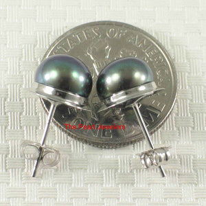 AAA 7 mm High Luster Black Cultured Pearl Encircle Stud Earrings – White Gold