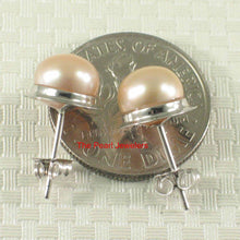 Load image into Gallery viewer, AAA 7 mm High Luster Natural Peach Cultured Pearl Encircle Stud Earrings – White Gold