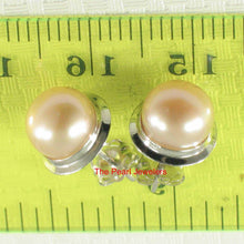 Load image into Gallery viewer, AAA 7 mm High Luster Natural Peach Cultured Pearl Encircle Stud Earrings – White Gold