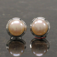 Load image into Gallery viewer, AAA 7 mm High Luster Natural Peach Cultured Pearl Encircle Stud Earrings – White Gold
