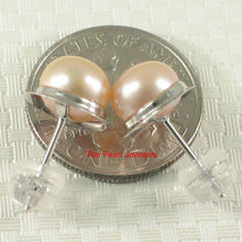 Load image into Gallery viewer, AAA 7 mm High Luster Natural Peach Cultured Pearl Encircle Stud Earrings – White Gold