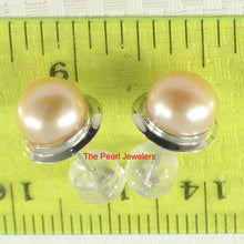 Load image into Gallery viewer, AAA 7 mm High Luster Natural Peach Cultured Pearl Encircle Stud Earrings – White Gold