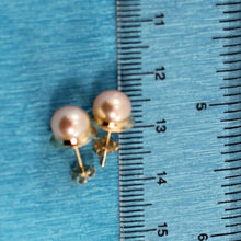 Load image into Gallery viewer, 14k AAA 7 mm High Luster Natural Pink Cultured Pearl Encircle Stud Earrings