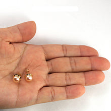 Load image into Gallery viewer, 14k AAA 7 mm High Luster Natural Pink Cultured Pearl Encircle Stud Earrings