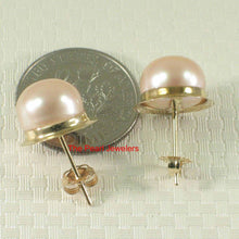 Load image into Gallery viewer, AAA 9–9.5 mm High Luster Pink-Peach Cultured Pearl Encircle Stud Earrings