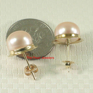 AAA 9–9.5 mm High Luster Pink-Peach Cultured Pearl Encircle Stud Earrings