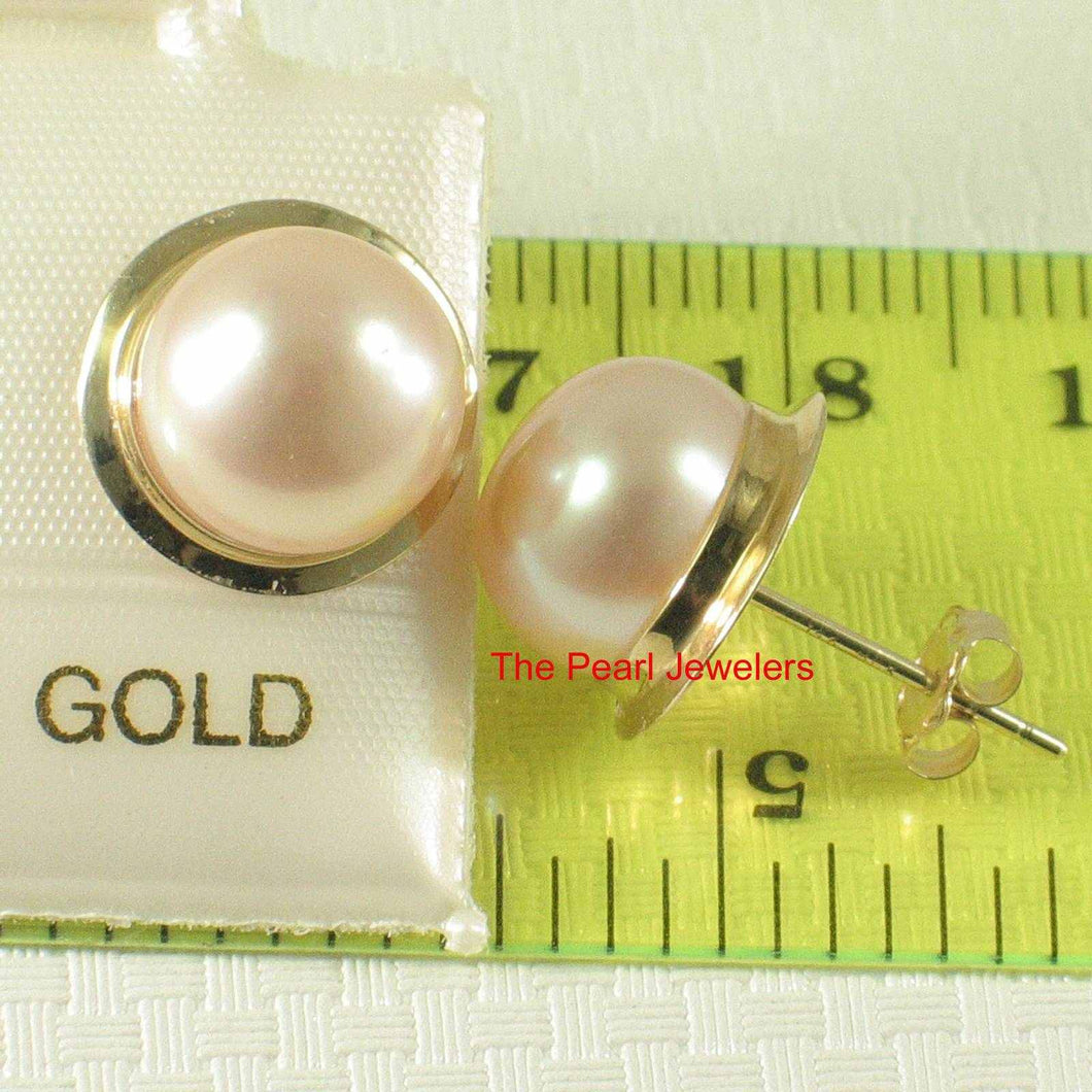 AAA 9–9.5 mm High Luster Pink-Peach Cultured Pearl Encircle Stud Earrings