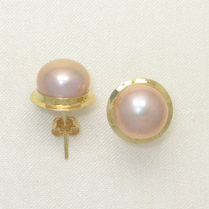 AAA 9–9.5 mm High Luster Pink-Peach Cultured Pearl Encircle Stud Earrings