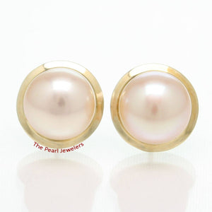 AAA 9–9.5 mm High Luster Pink-Peach Cultured Pearl Encircle Stud Earrings