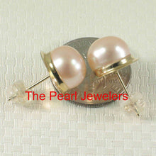 Load image into Gallery viewer, AAA 9–9.5 mm High Luster Pink-Peach Cultured Pearl Encircle Stud Earrings