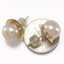 Load image into Gallery viewer, AAA 9–9.5 mm High Luster Pink-Peach Cultured Pearl Encircle Stud Earrings