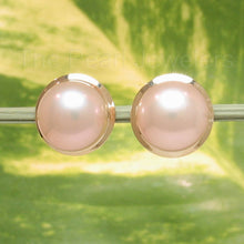 Load image into Gallery viewer, AAA 9–9.5 mm High Luster Pink-Peach Cultured Pearl Encircle Stud Earrings
