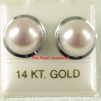 14kw AAA 9–9.5 mm High Luster Natural Peach Cultured Pearl Encircle Stud Earrings
