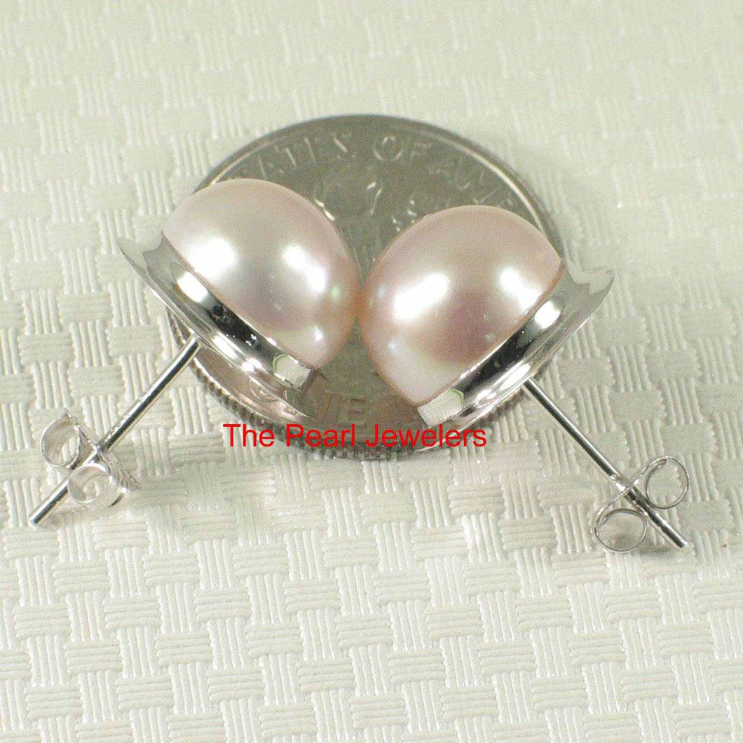 14kw AAA 9–9.5 mm High Luster Natural Peach Cultured Pearl Encircle Stud Earrings
