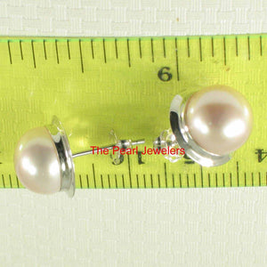 14kw AAA 9–9.5 mm High Luster Natural Peach Cultured Pearl Encircle Stud Earrings