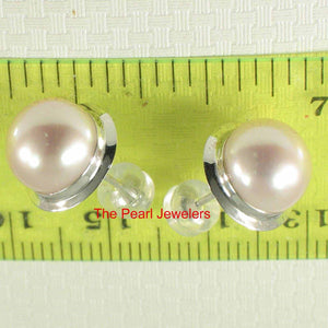14kw AAA 9–9.5 mm High Luster Natural Peach Cultured Pearl Encircle Stud Earrings