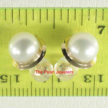 Load image into Gallery viewer, AAA 7 mm High Luster White Cultured Pearl Encircle Stud Earrings