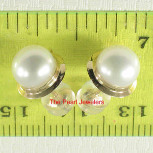 AAA 7 mm High Luster White Cultured Pearl Encircle Stud Earrings
