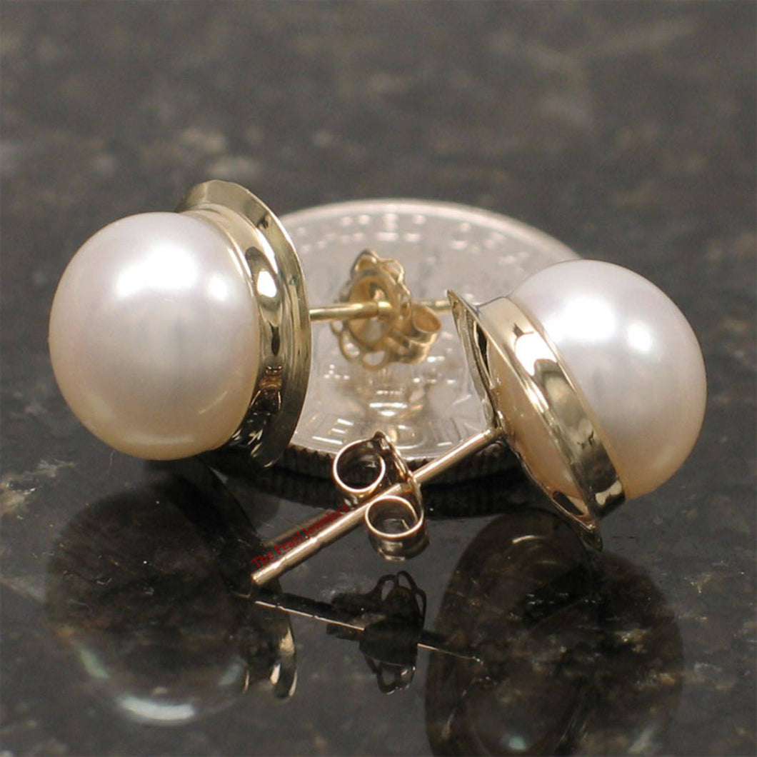 AAA 9–9.5 mm High Luster White Cultured Pearl Encircle Stud Earrings –14k
