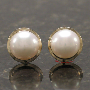 AAA 9–9.5 mm High Luster White Cultured Pearl Encircle Stud Earrings –14k