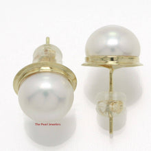 Load image into Gallery viewer, AAA 9–9.5 mm High Luster White Cultured Pearl Encircle Stud Earrings –14k