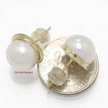 Load image into Gallery viewer, AAA 9–9.5 mm High Luster White Cultured Pearl Encircle Stud Earrings –14k