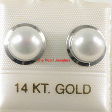 Load image into Gallery viewer, AAA 7 mm High Luster White Cultured Pearl Encircle Stud Earrings – White Gold