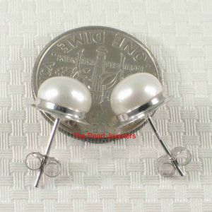 AAA 7 mm High Luster White Cultured Pearl Encircle Stud Earrings – White Gold