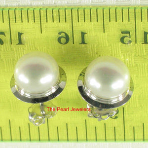 AAA 7 mm High Luster White Cultured Pearl Encircle Stud Earrings – White Gold