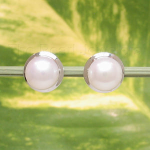 AAA 7 mm High Luster White Cultured Pearl Encircle Stud Earrings – White Gold