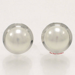 AAA 7 mm High Luster White Cultured Pearl Encircle Stud Earrings – White Gold