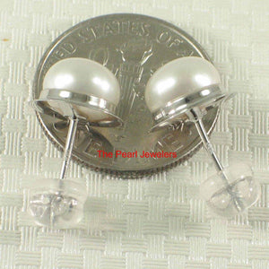 AAA 7 mm High Luster White Cultured Pearl Encircle Stud Earrings – White Gold