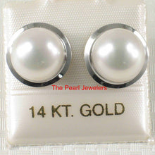 Load image into Gallery viewer, AAA 9–9.5 mm High Luster White Cultured Pearl Encircle Stud Earrings –White Gold