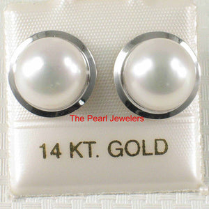 AAA 9–9.5 mm High Luster White Cultured Pearl Encircle Stud Earrings –White Gold