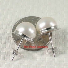 Load image into Gallery viewer, AAA 9–9.5 mm High Luster White Cultured Pearl Encircle Stud Earrings –White Gold