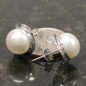 AAA 9–9.5 mm High Luster White Cultured Pearl Encircle Stud Earrings –White Gold