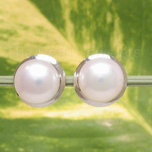 Load image into Gallery viewer, AAA 9–9.5 mm High Luster White Cultured Pearl Encircle Stud Earrings –White Gold