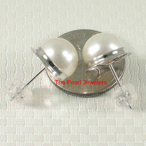 AAA 9–9.5 mm High Luster White Cultured Pearl Encircle Stud Earrings –White Gold