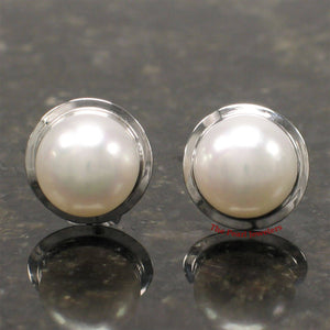 AAA 9–9.5 mm High Luster White Cultured Pearl Encircle Stud Earrings –White Gold