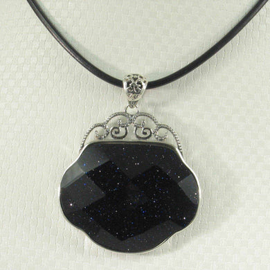 Faceted Blue Sandstone Lucky Lock Pendant