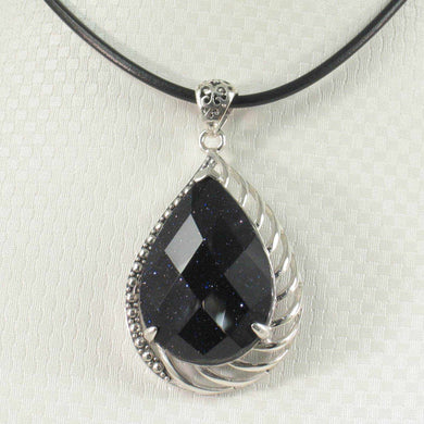 Faceted Blue Sandstone Sterling Silver Pendant